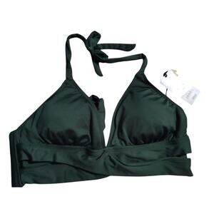 Shade & Shore Women’s Dark Green Tie Up Swim Suite Top Size M ( 8 - 10 )